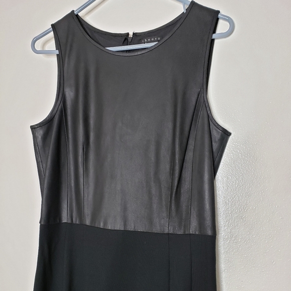 Theory Black Leather Dress Orinthia Sheath Evening Clubbing Luxury Mobwife Chic - Picture 3 of 13